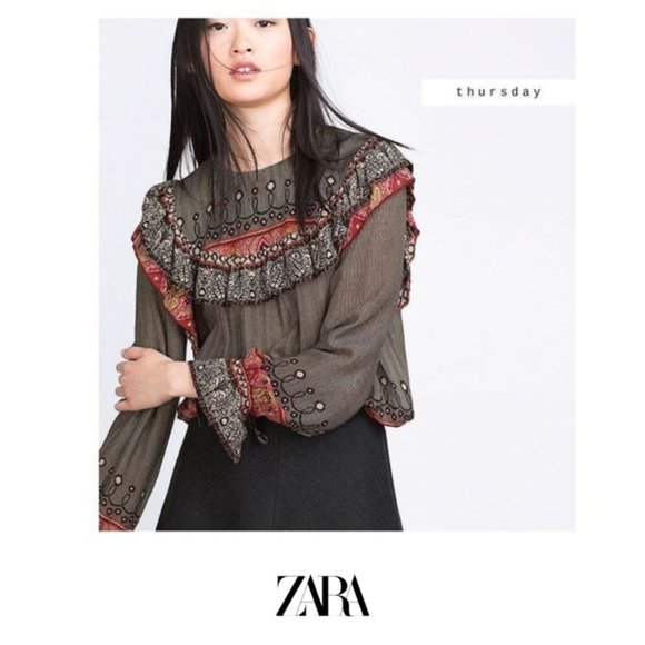 Zara Tops - Zara | Boho patterned shirt